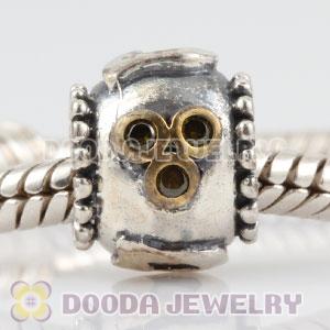 Antique Sterling Silver DAD charm beads with olive green CZ stones