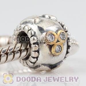 Antique Sterling Silver MOM charm beads with white CZ stones to Mother's