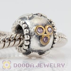 Antique Sterling Silver MOM charm beads with pink CZ stones to Mother's