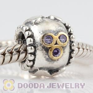 Antique Sterling Silver MOM charm beads with purple CZ stones to Mother's