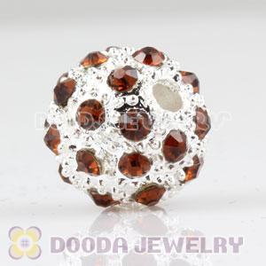 12mm handmade Silver Plated Alloy Beads with Champagne Crystal Wholesale