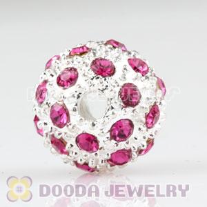 12mm handmade Silver Plated Alloy Beads with pink Crystal wholesale