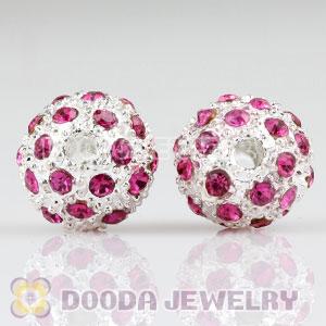 12mm handmade Silver Plated Alloy Beads with pink Crystal wholesale