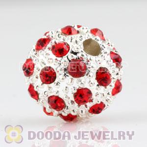 12mm handmade Silver Plated Alloy Beads with Red Crystal wholesale