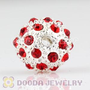 12mm handmade Silver Plated Alloy Beads with Red Crystal wholesale 