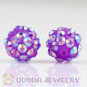 10mm Basketball Wives Purple Resin Pave Beads Wholesale