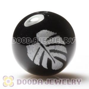 14mm handmade Style Black Agate Art Beads Wholesale