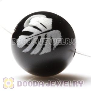 14mm handmade Style Black Agate Art Beads Wholesale