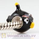 925 Sterling Silver Enamel Black anger bird Charm Bead