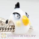 925 Sterling Silver Enamel White anger bird Charm Bead