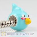 925 Sterling Silver Enamel Cyan anger bird Charm Bead