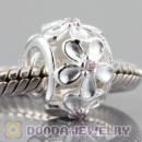 925 sterling silver Daisy charm Beads with pink Stone