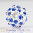 12mm handmade Silver Plated Alloy Beads with blue Crystal wholesale