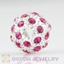 12mm handmade Silver Plated Alloy Beads with pink Crystal wholesale