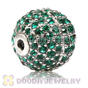 12mm Sterling Silver Disco Ball Bead Pave Grass Green Austrian Crystal handmade Style