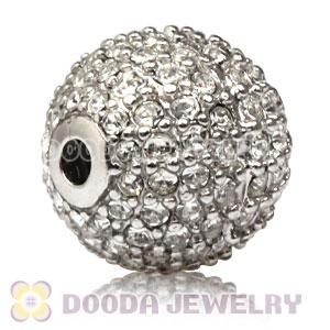 12mm Sterling Silver Disco Ball Bead Pave white Austrian Crystal handmade Style