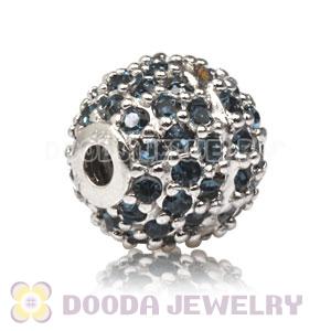 10mm Sterling Silver Disco Ball Bead Pave Ink blue Austrian Crystal handmade Style