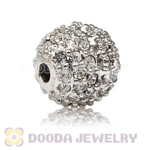 10mm Sterling Silver Disco Ball Bead Pave white Austrian Crystal handmade Style