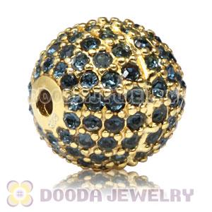 12mm Gold plated Sterling Silver Disco Ball Bead Pave Ink blue Austrian Crystal handmade Style