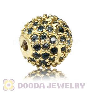 10mm Gold plated Sterling Silver Disco Ball Bead Pave Ink blue Austrian Crystal handmade Style