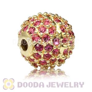 10mm Gold plated Sterling Silver Disco Ball Bead Pave Rose Austrian Crystal handmade Style