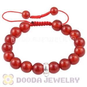 handmade Style Tscharm Jewelry Charm Bracelet Red Agate and Sterling Silver Beads
