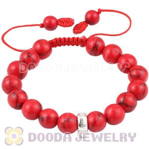 handmade Style Tscharm Jewelry Charm Bracelet Red Coral and Sterling Silver Beads