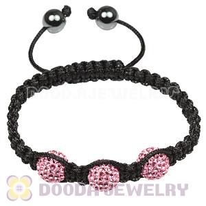 TresorBeads Macrame Bracelets with Pink Crystal and Hematite beads 