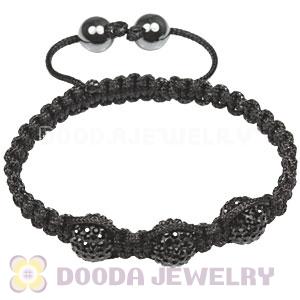 TresorBeads Macrame Bracelets with Black Crystal and Hematite beads 