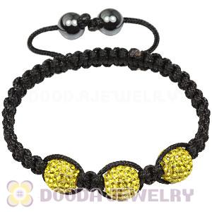 TresorBeads Macrame Bracelets with Yellow Crystal and Hematite beads 