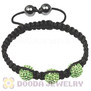 TresorBeads Macrame Bracelets with Green Crystal and Hematite beads 