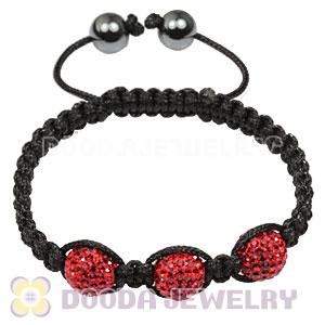 TresorBeads Macrame Bracelets with Red Crystal and Hematite beads 