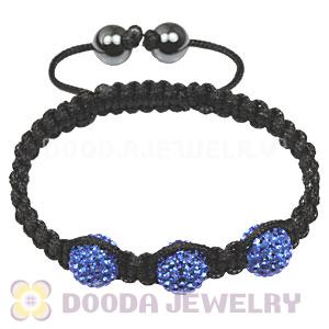 TresorBeads Macrame Bracelets with Ocean Blue Crystal and Hematite beads 