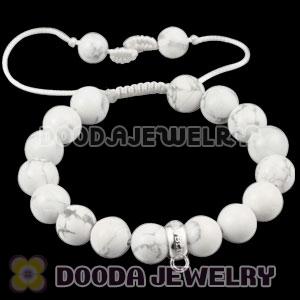 handmade Style Tscharm Jewelry Charm Bracelet white Turquoise and Sterling Silver Beads