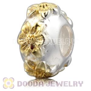 Authentic 925 Sterling Silver Gold Flower charm Beads