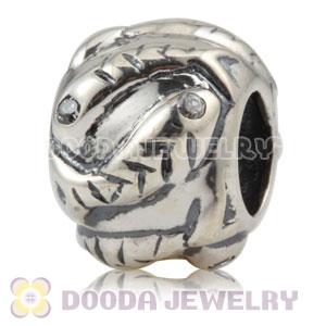Authentic 925 Sterling Silver Fish charm Beads with stone