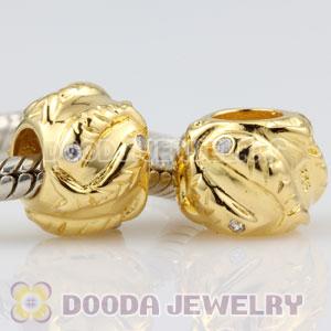 Gold plated 925 Sterling Silver Fish charm Beads with stone