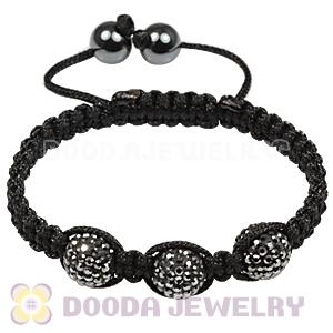 TresorBeads Macrame Bracelets with Grey Crystal and Hematite beads 