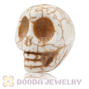 17×18mm Beige Turquoise Skull Head Ball Beads