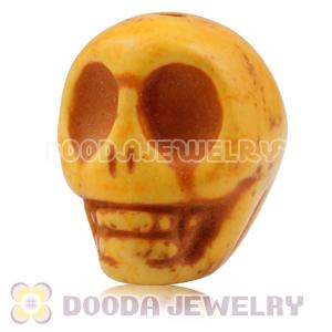17×18mm Yellow Turquoise Skull Head Ball Beads 