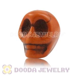 11×12mm Orange Turquoise Skull Head Ball Beads