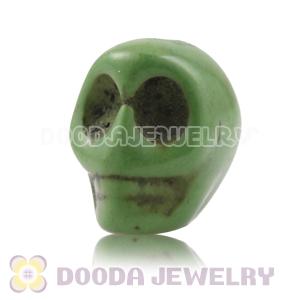 11×12mm Olive Green Turquoise Skull Head Ball Beads