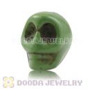 11×12mm Olive Green Turquoise Skull Head Ball Beads