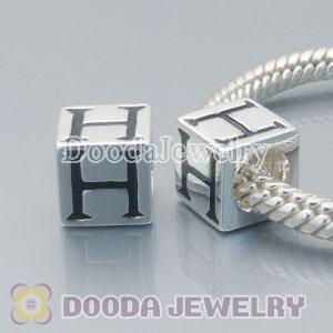 Letter H Charm Jewelry Solid Silver Beads and Charms