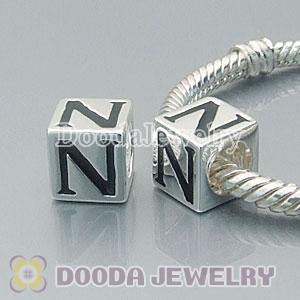 Letter N Charm Jewelry Solid Silver Beads and Charms