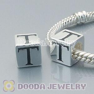 Letter T Charm Jewelry Solid Silver Beads and Charms