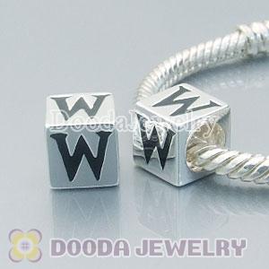 Letter W Charm Jewelry Solid Silver Beads and Charms