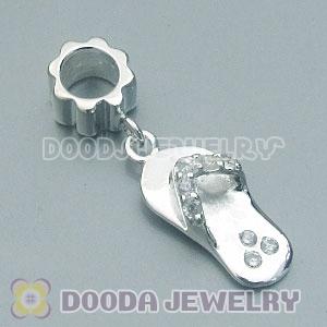 S925 Sterling Silver Jewelry Charms Dangle slipper with Stone