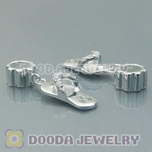 S925 Sterling Silver European Charms Dangle slipper with Stone