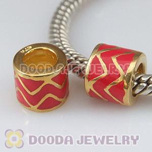 Gold Plated 925 Sterling Silver European Style Enamel Beads